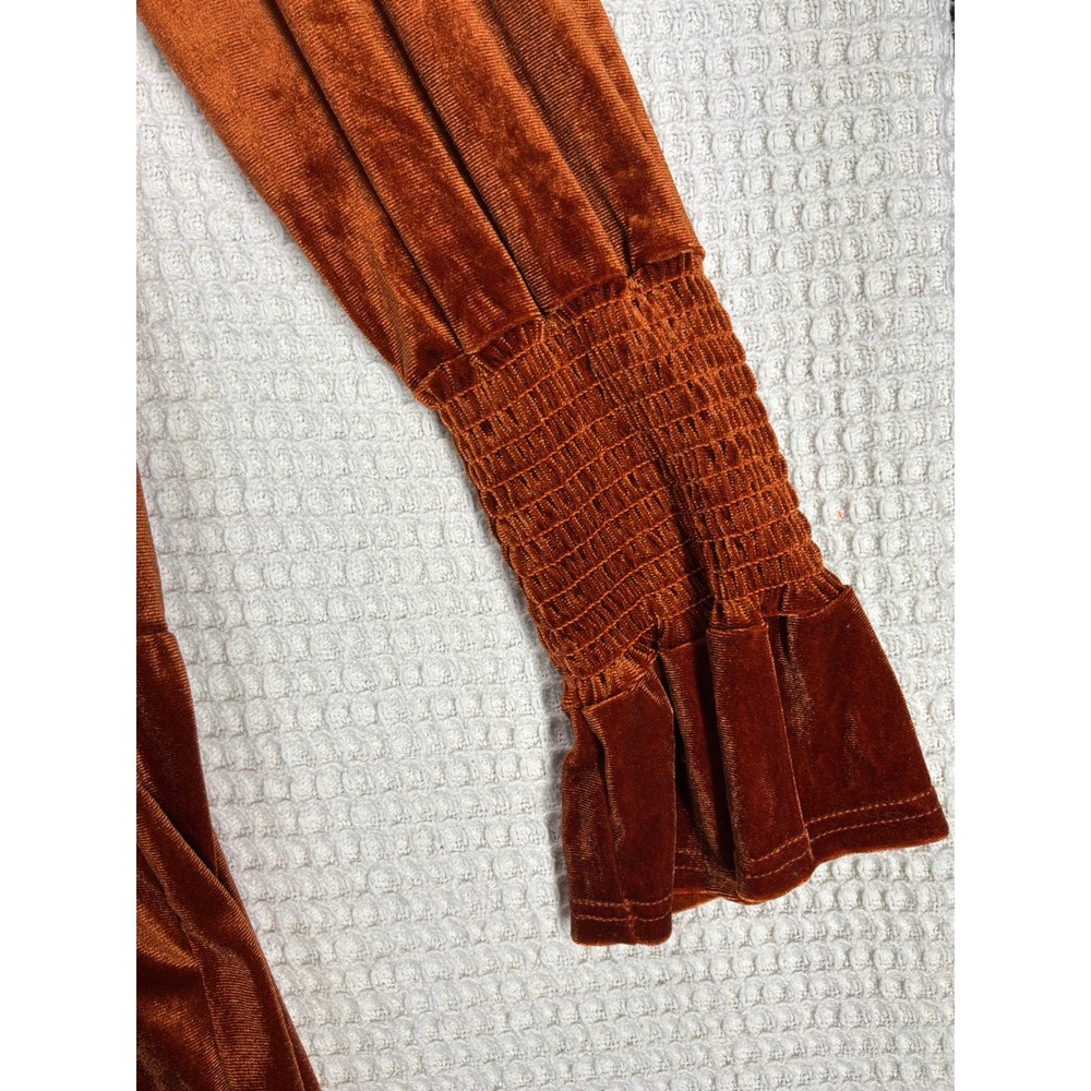 Boho Women Unbranded Velvet Tiered Mini Dress XL Copper Orange - Picture 3 of 5